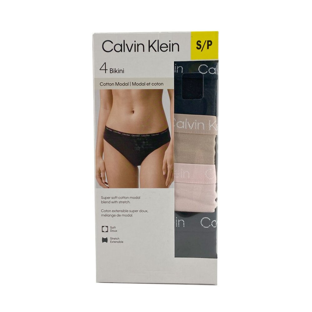 Calvin Klein Women's Bikini Underwear: 4 Pack | Neutral Colours | Various Sizes